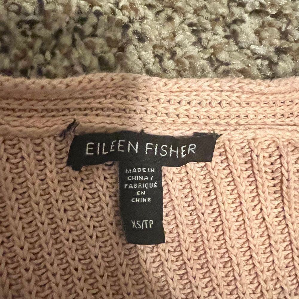 Eileen Fisher Blush Pink V-Neck‎ Ribbed Knit Tunic Sweater XS - Picture 3 of 7